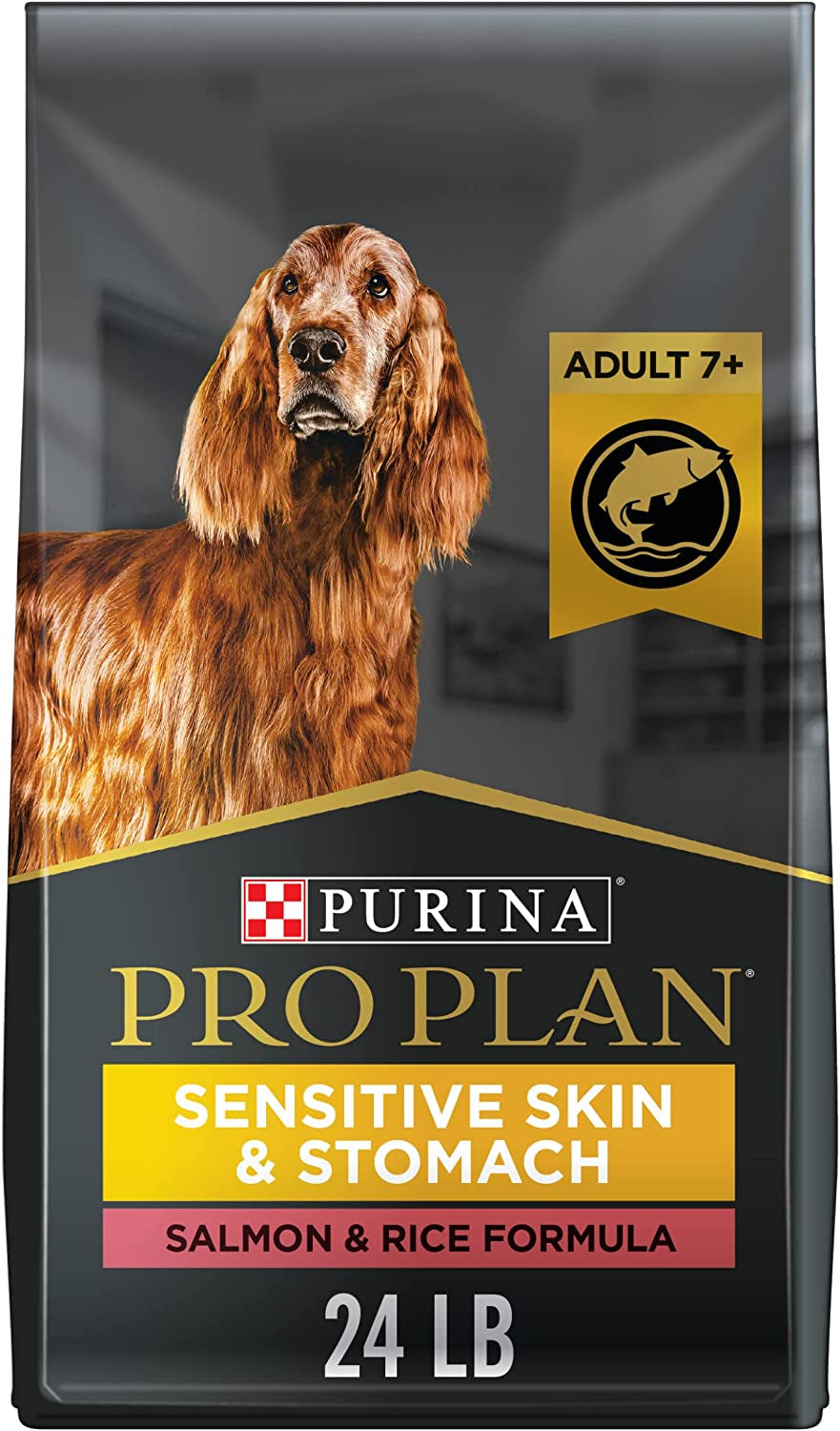 Sensitive Skin & Stomach Dog Food, Dry Dog Food for Senior Dogs Adult 7+ Salmon & Rice Formula - 24 Lb. Bag