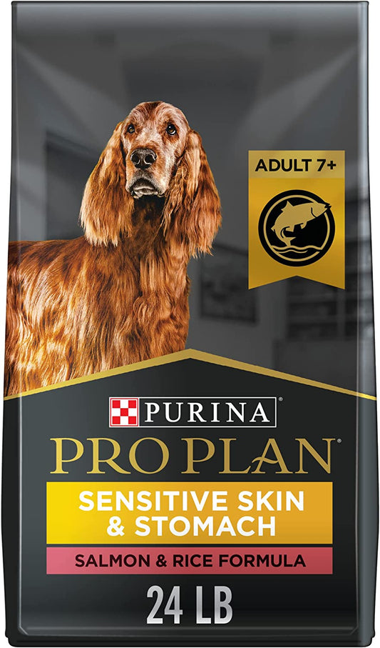 Sensitive Skin & Stomach Dog Food, Dry Dog Food for Senior Dogs Adult 7+ Salmon & Rice Formula - 24 Lb. Bag