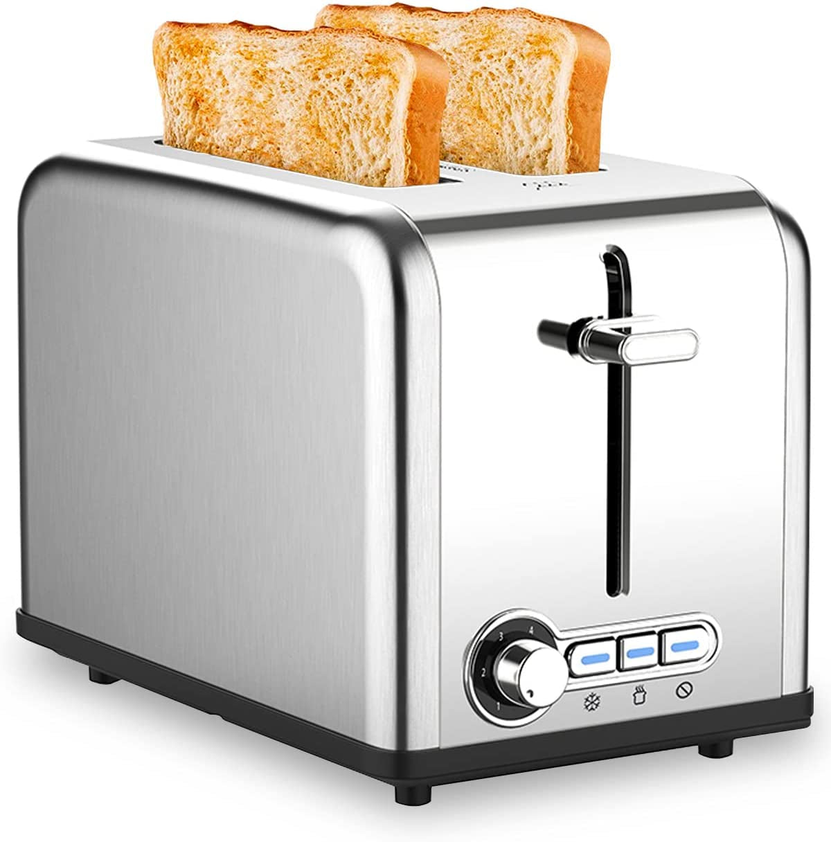 2 Slice Toaster - Stainless Steel Wide Slot Toasters 6 Shade Settings Defrost/Bagel/Cancel with Drop-Down Crumb Tray, Compact Countertop Toaster for Artisan Bread, Muffin, Croissant, Bagel, Waffles