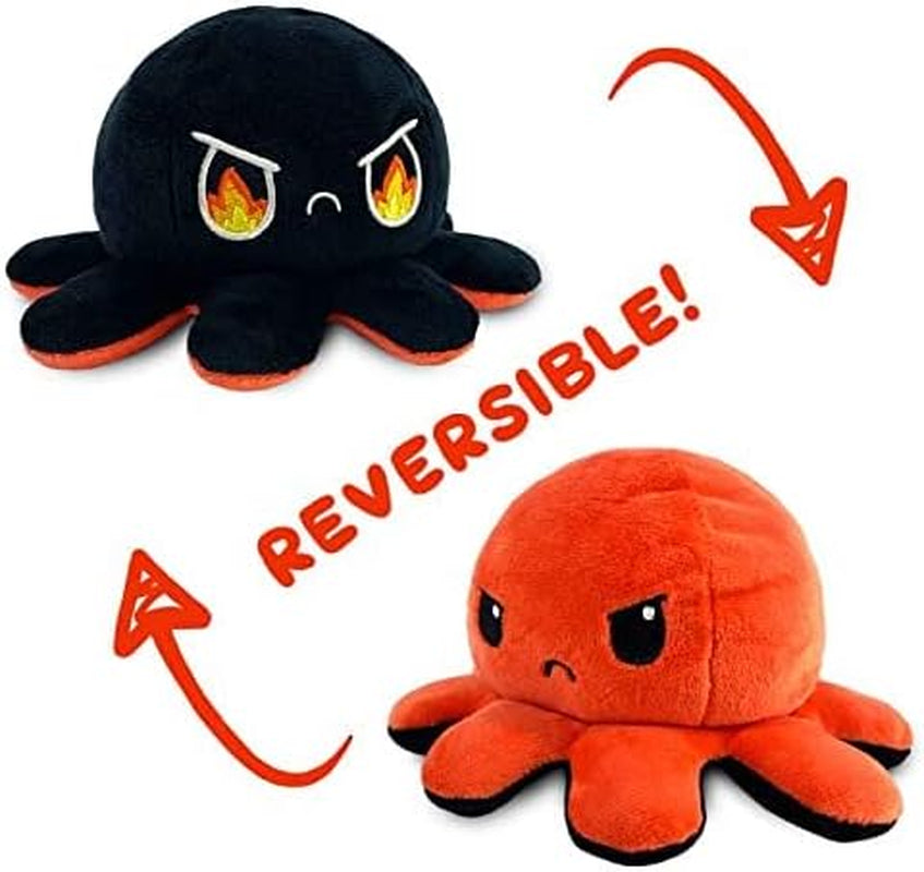 - the Original Reversible Octopus Plushie - Angry Red + Rage Black - Cute Sensory Fidget Stuffed Animals That Show Your Mood