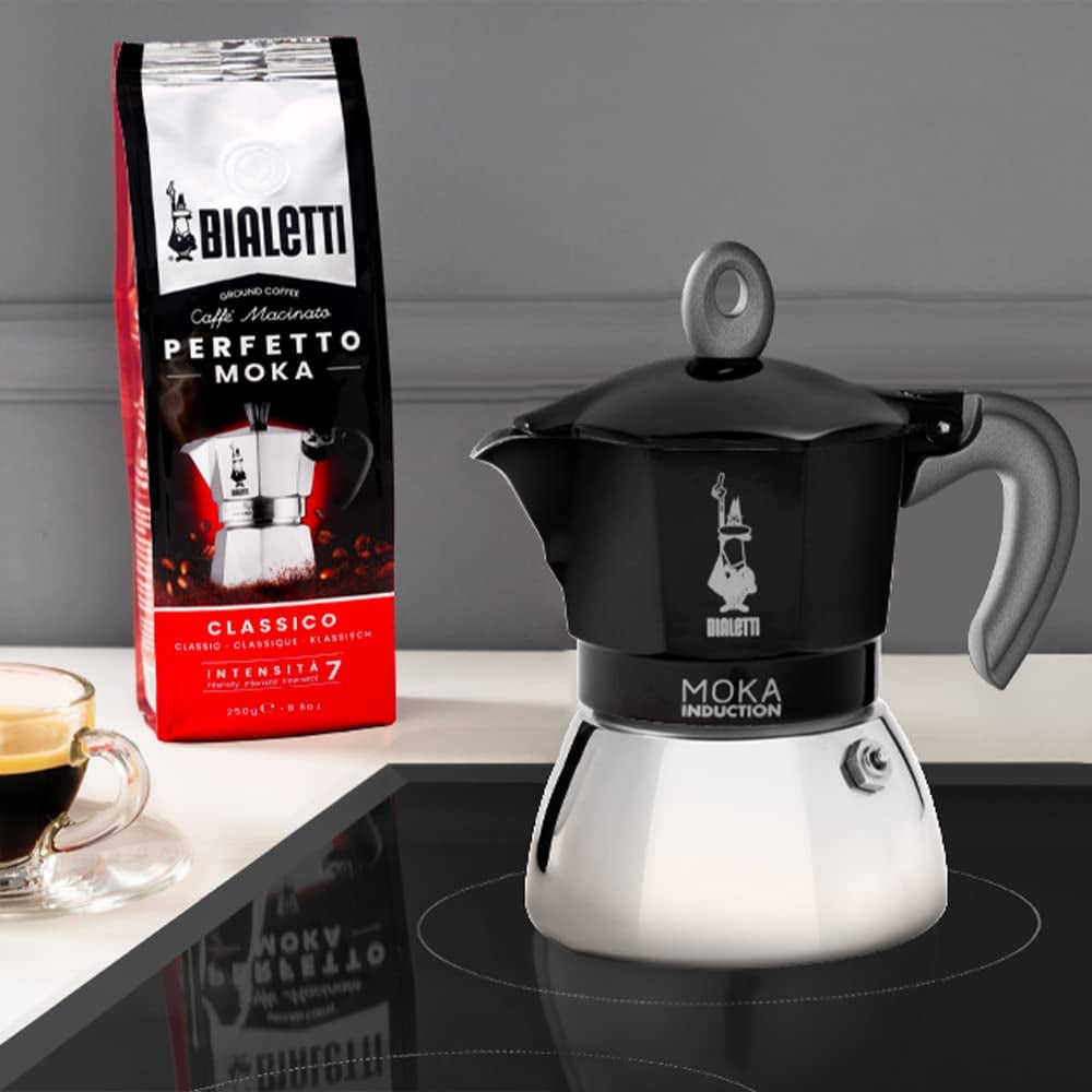 - Moka Induction, Moka Pot, Suitable for All Types of Hobs, 2 Cups Espresso (2.8 Oz), 90 Milliliters,Black
