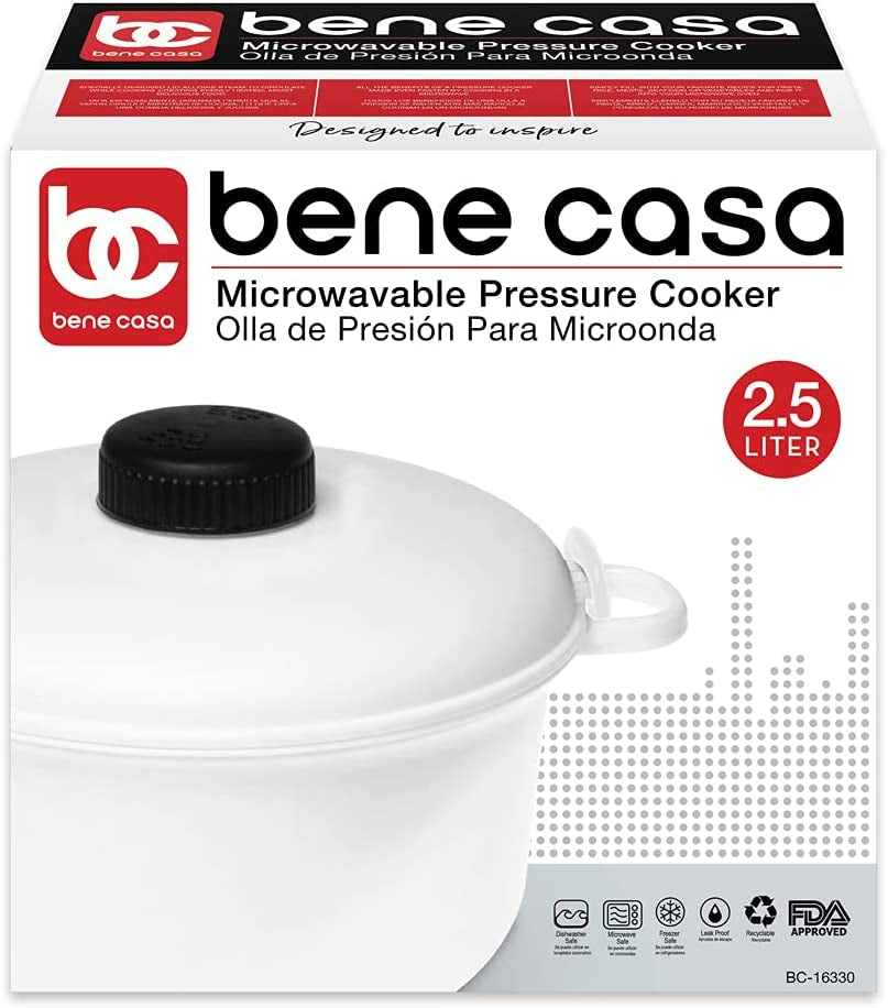 - 2.6 Qt. Microwave Pressure Cooker - Non-Stick Surface and Locking Lid - Cooks up to 12 Cups of Cooked Rice (6 Cups Uncooked)