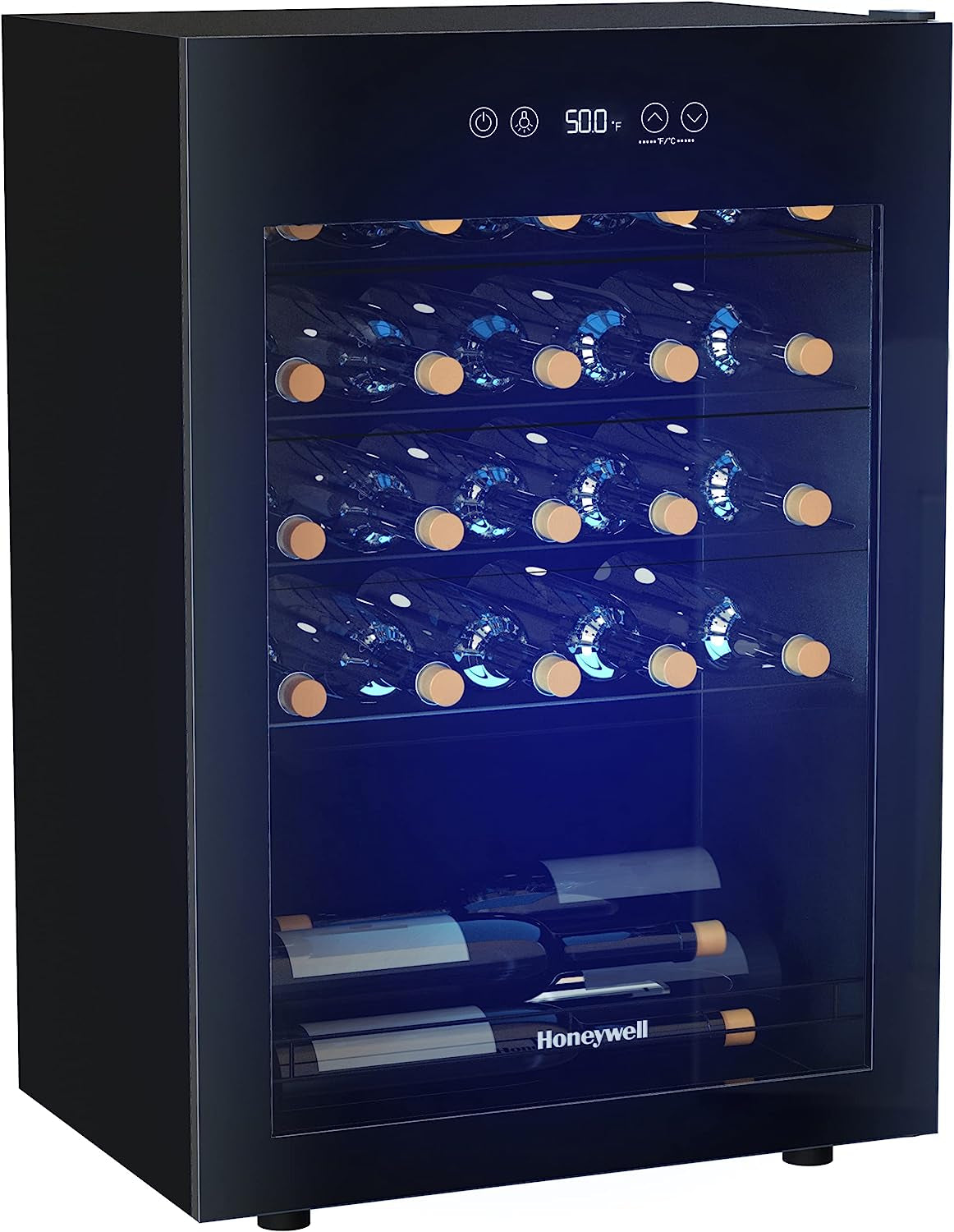 24 Bottle Compressor Wine Cooler Refrigerator, Compact Wine Cellar for Red, White, Champagne or Sparkling Wine, Digital Temperature Control, Glass Door