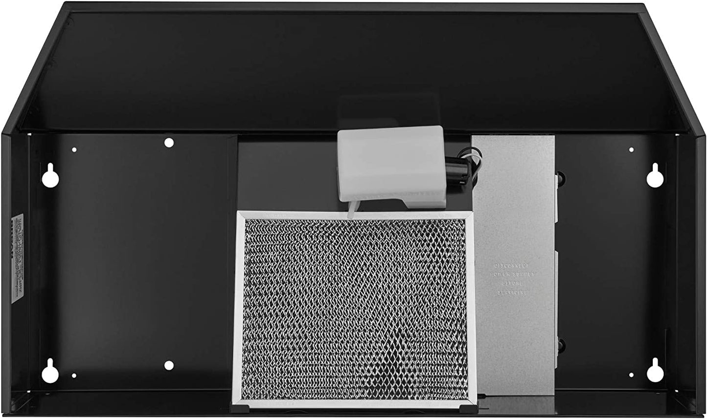 36-Inch Under-Cabinet Convertible Range Hood with 2-Speed Exhaust Fan and Light, 210 Max Blower CFM, Black