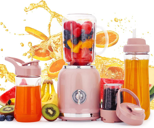 Smoothie Bullet Blender with 6 Sharp Blades, Personal Mini Blender for Shakes and Smoothies with 3 Adjustable Speeds, Blender for Kitchen with Blending and Grinding, Bpa-Free 3 Travel Cup & 27Oz Mason Cup