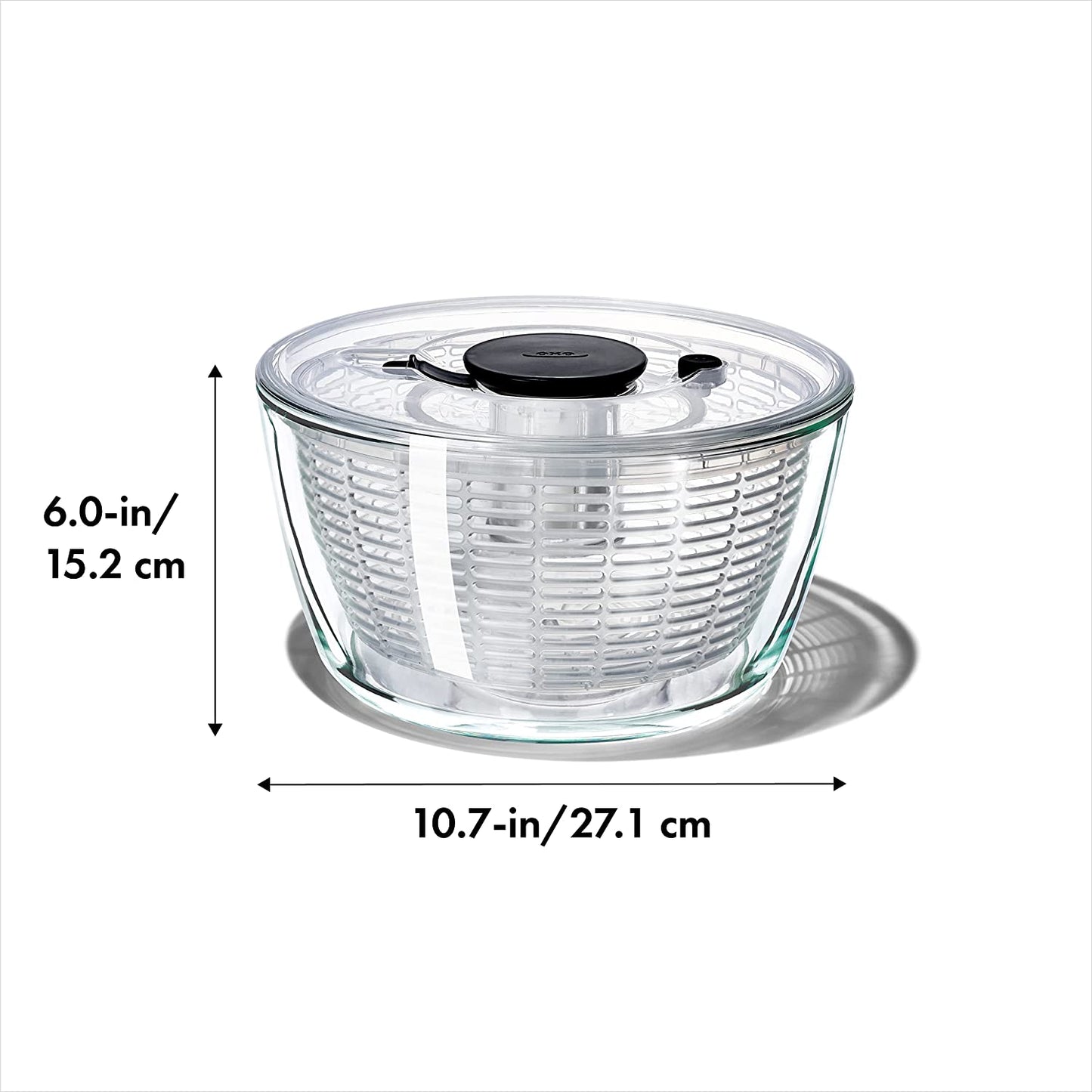 Good Grips Glass Salad Spinner, Large/6.22 Quart, Clear