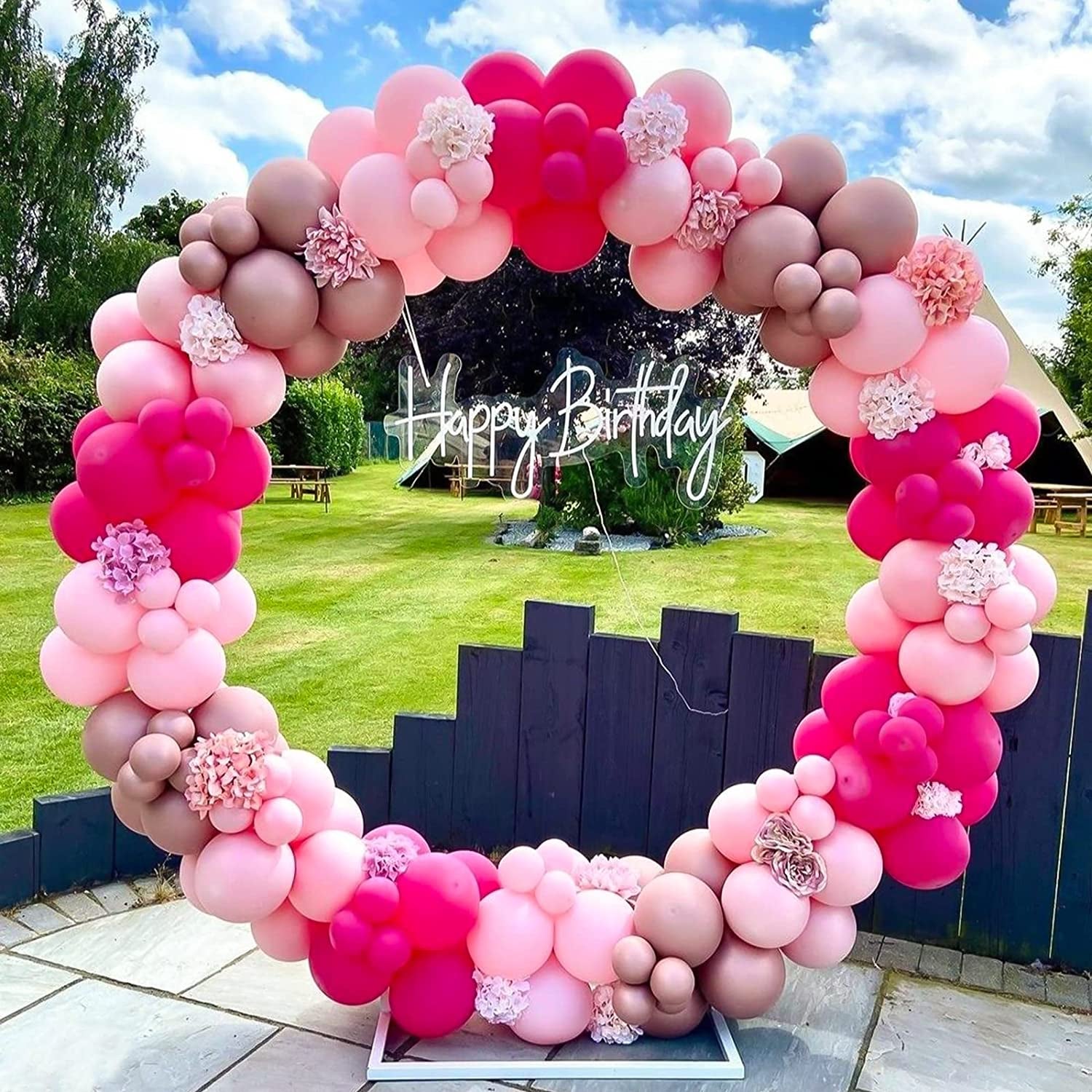 129Pcs Hot Pink Balloons Latex Balloons Different Sizes 18 12 10 5 Inch Party Balloon Kit for Valentine'S Day Birthday Baby Shower Wedding Princess Theme Party Decoration