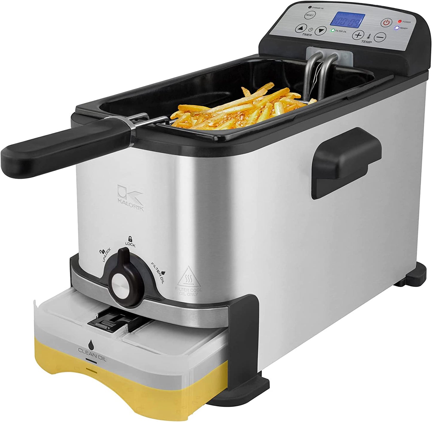 ® 3.2 Quart Digital Deep Fryer with Oil Filtration, Stainless Steel