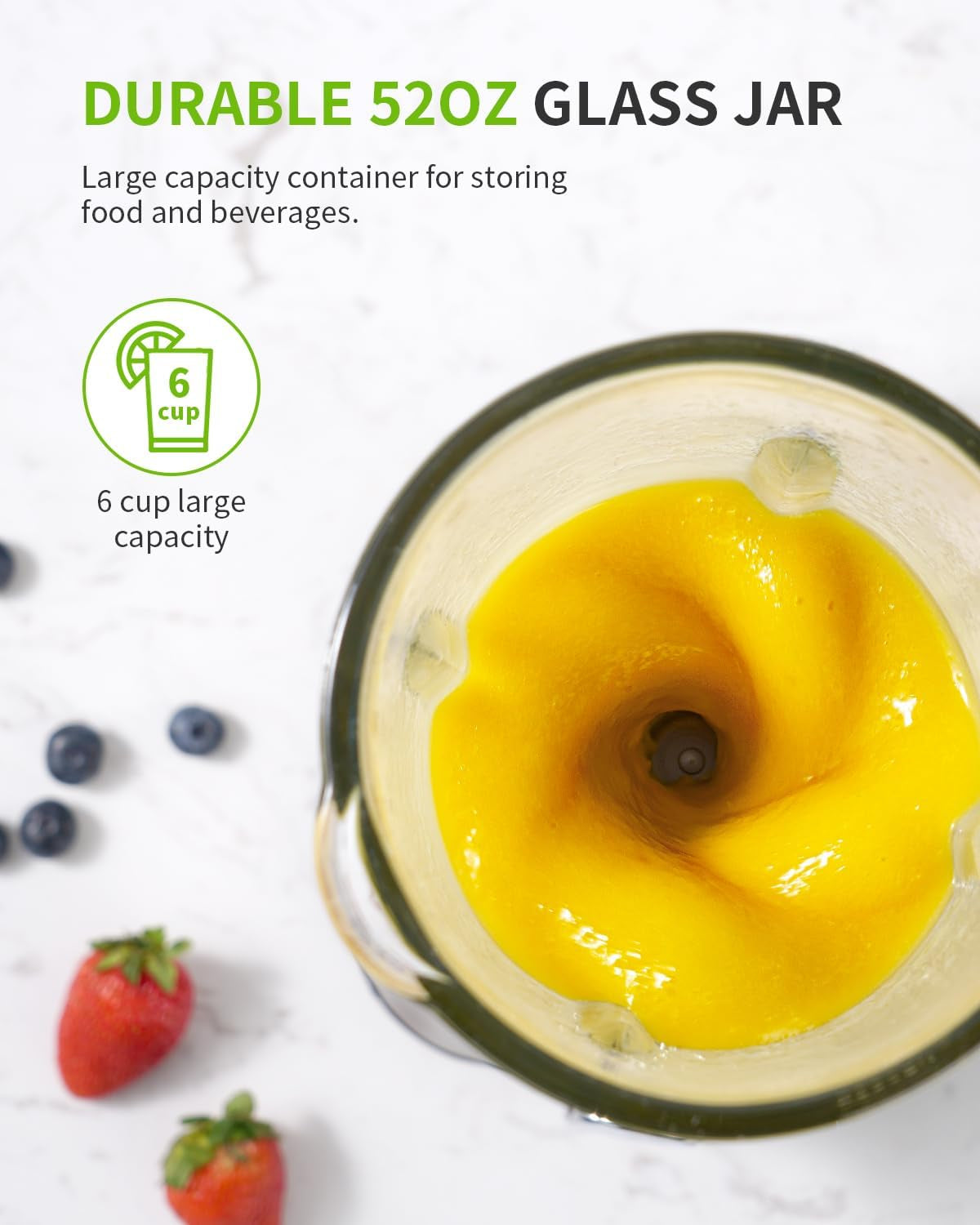1200W Blender for Shake and Smoothies, Countertop Blender and Personal Blender Combo, 52Oz Glass Jar, 22Oz Travel Cup + 3 Adjustable Speed Control for Frozen Fruit Drinks, Smoothies, Sauces, Sliver