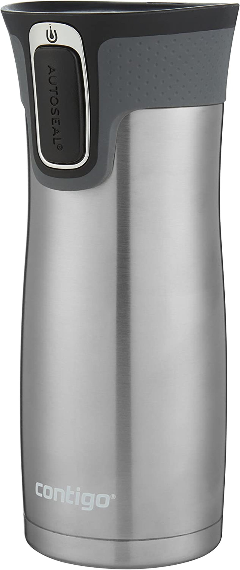West Loop Stainless Steel Vacuum-Insulated Travel Mug with Spill-Proof Lid, Keeps Drinks Hot up to 5 Hours and Cold up to 12 Hours, 16Oz 2-Pack, Matte Black & Steel
