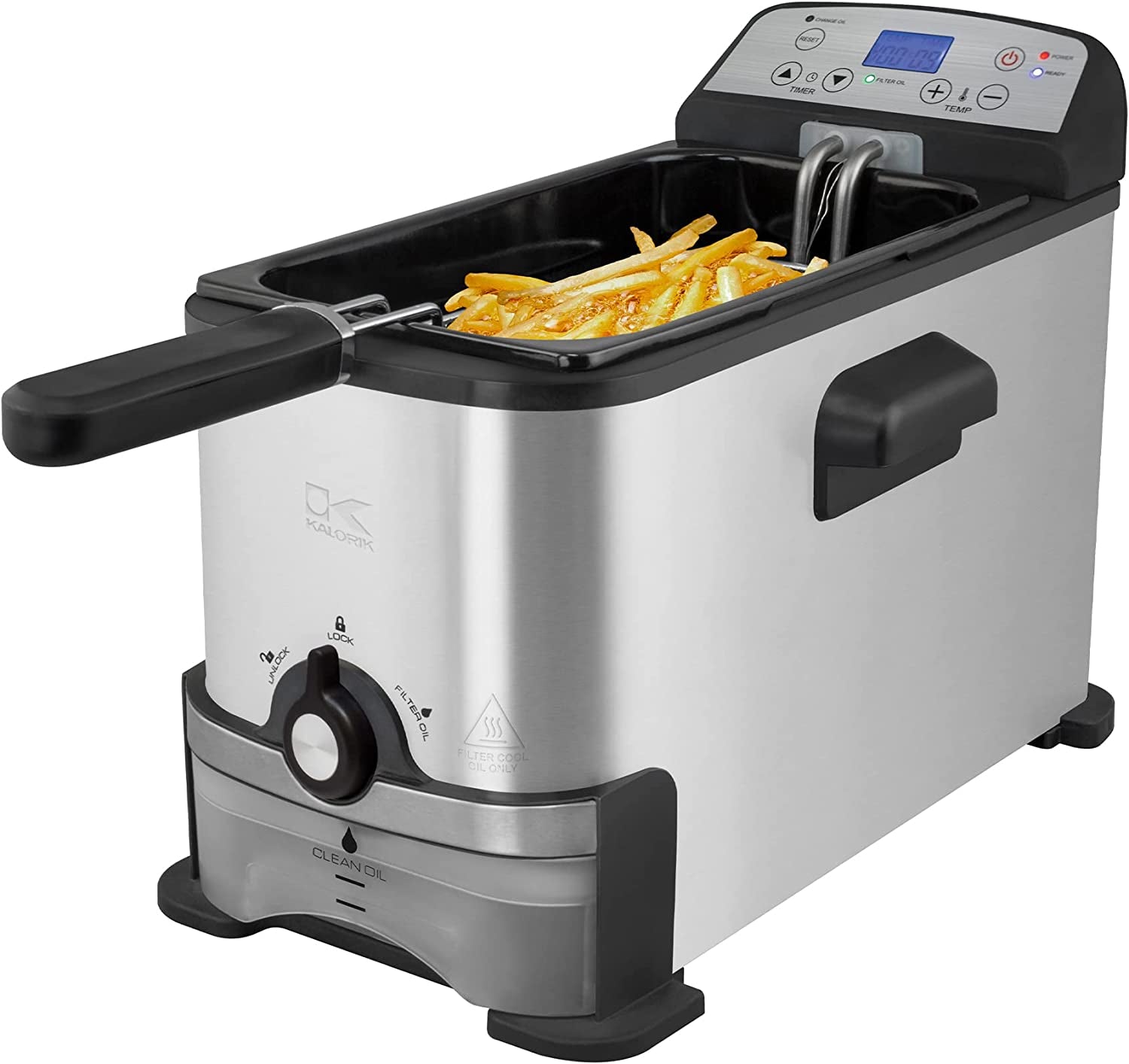 ® 3.2 Quart Digital Deep Fryer with Oil Filtration, Stainless Steel