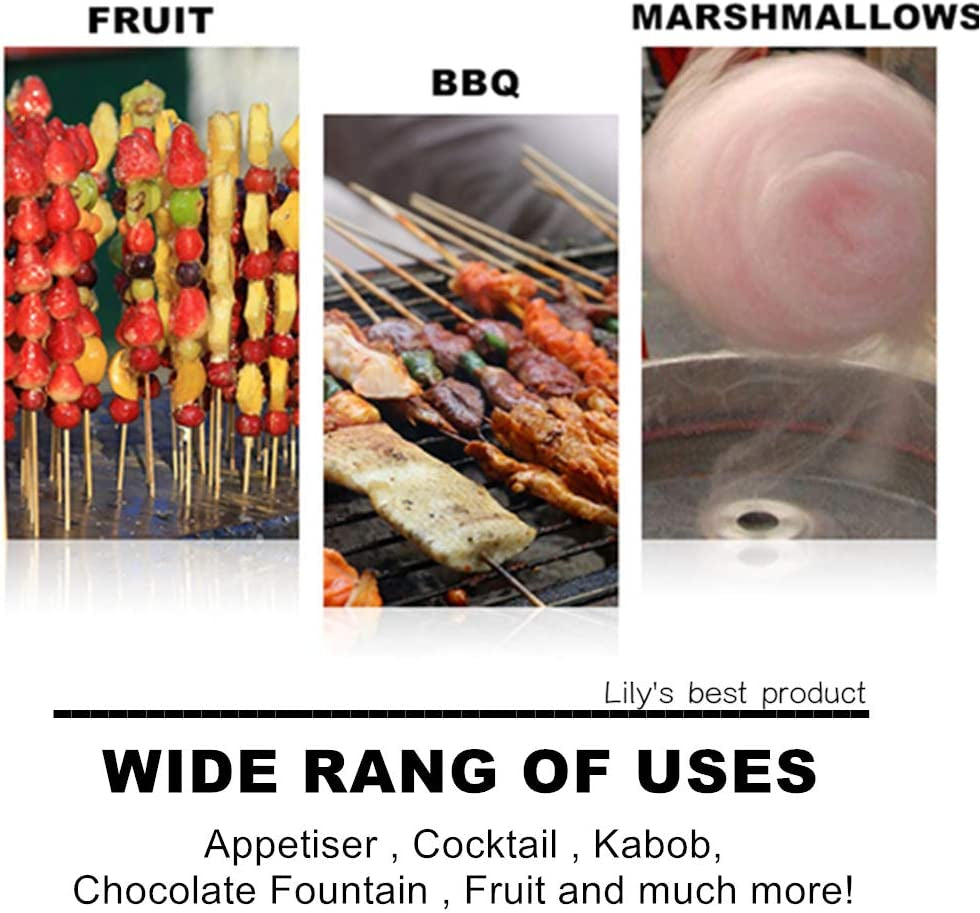 10" Natural Bamboo Skewers for Bbq，Appetiser，Fruit，Cocktail，Kabob，Chocolate Fountain，Grilling，Barbecue，Kitchen，Crafting and Party. Φ=4Mm, More Size Choices 6"/8"/12"/14"/16"/30"(100 PCS)