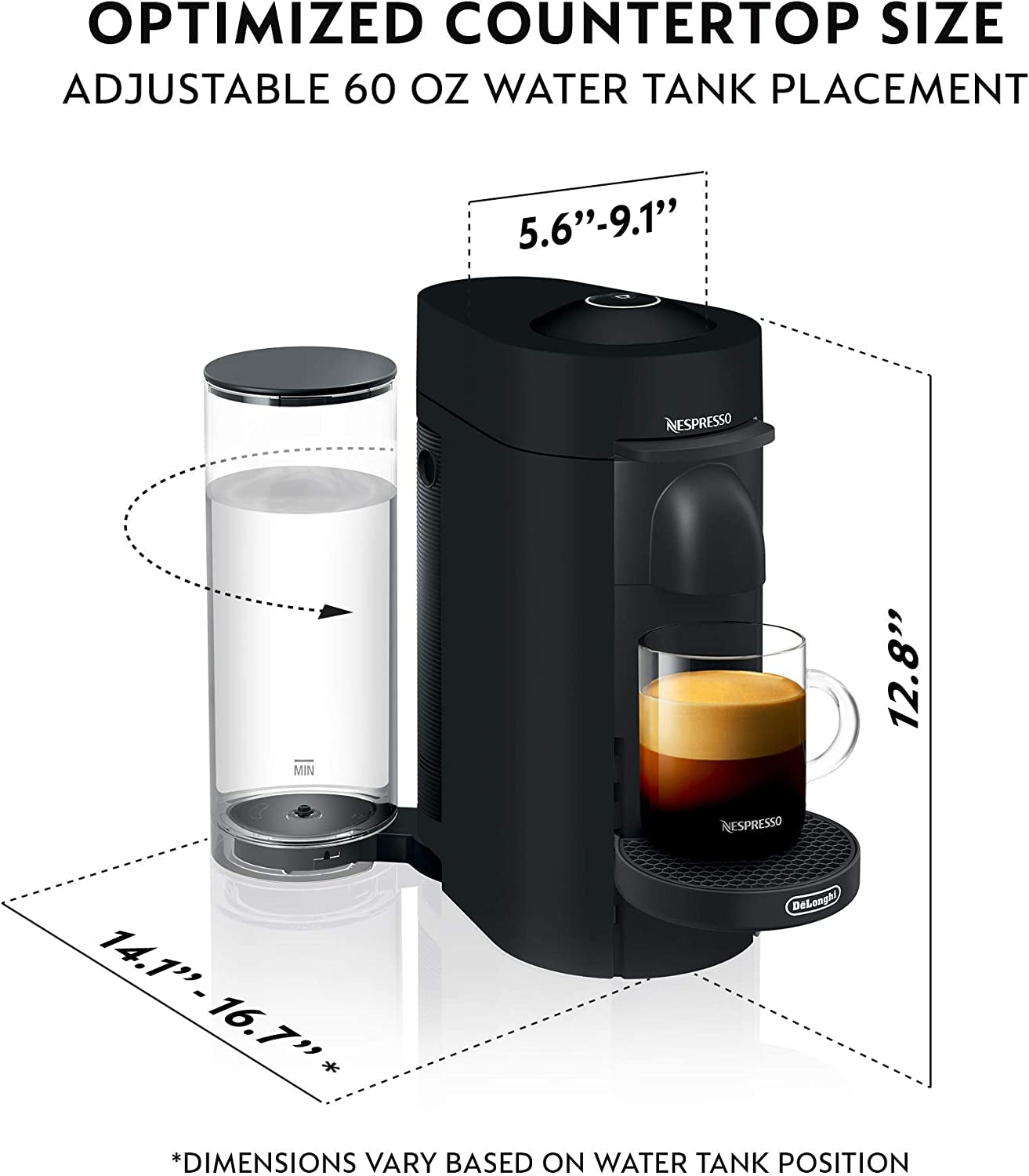 Vertuoplus Coffee and Espresso Machine by De'Longhi, 38 Ounces, Matte Black