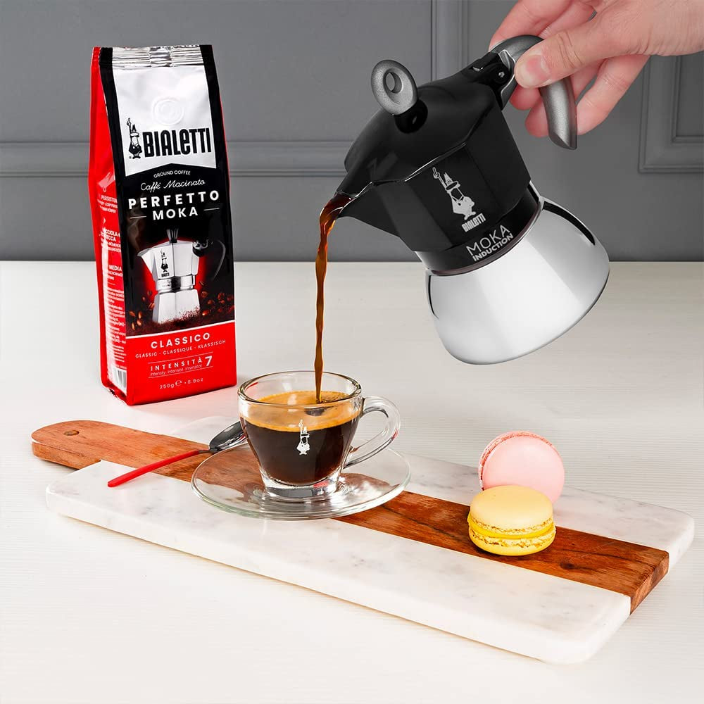 - Moka Induction, Moka Pot, Suitable for All Types of Hobs, 2 Cups Espresso (2.8 Oz), 90 Milliliters,Black