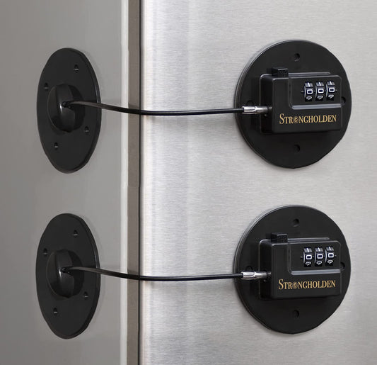 Refrigerator Lock Combination, Child Proof Fridge Lock Combo, Freezer Lock Child Proof - Take Care of Your Family with Fridge Locks for Kids by  - No Keys Needed (Black & Round, 2Pcs)