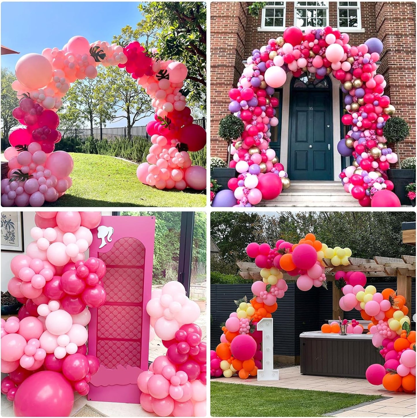 129Pcs Hot Pink Balloons Latex Balloons Different Sizes 18 12 10 5 Inch Party Balloon Kit for Valentine'S Day Birthday Baby Shower Wedding Princess Theme Party Decoration