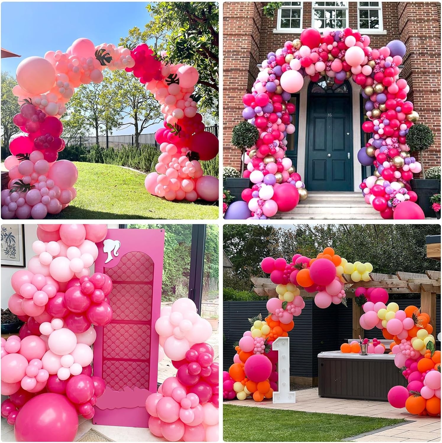 129Pcs Hot Pink Balloons Latex Balloons Different Sizes 18 12 10 5 Inch Party Balloon Kit for Valentine'S Day Birthday Baby Shower Wedding Princess Theme Party Decoration