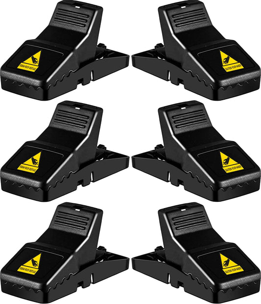 Rat Trap, Large Mouse Traps, Mouse Traps Indoor for Home, Instant Kill Traps for Mouse Rat Chipmunk, Quick Set up and Reusable - 6 Pack, Black