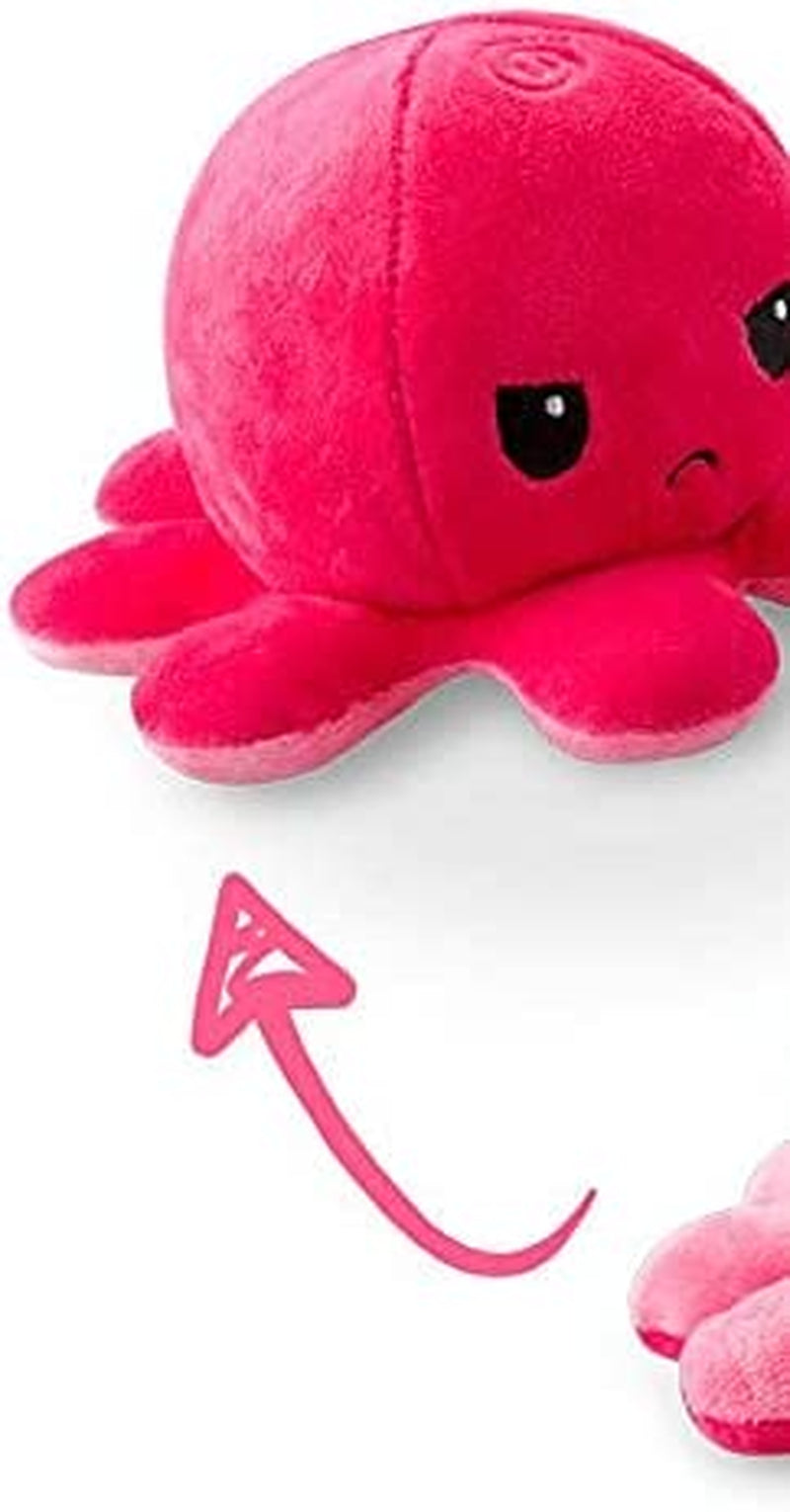 - the Original Reversible Octopus Plushie - Light Pink + Dark Pink - Cute Sensory Fidget Stuffed Animals That Show Your Mood 4 Inch