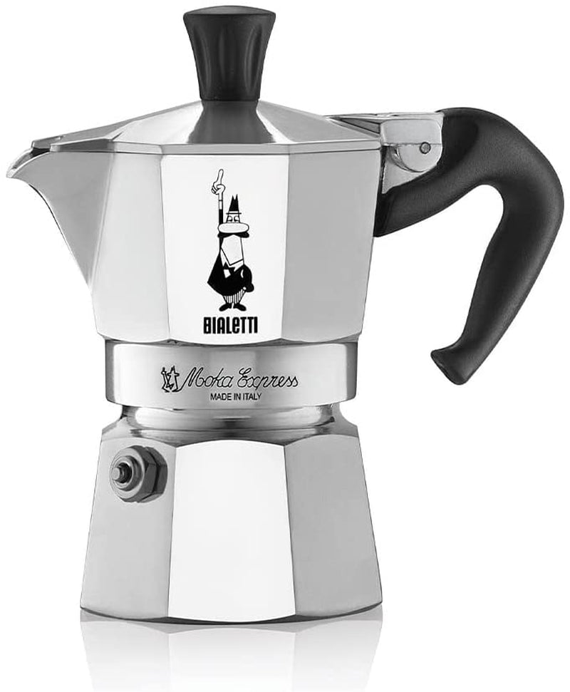 - Moka Express: Iconic Stovetop Espresso Maker, Makes Real Italian Coffee, Moka Pot 1 Cup (2 Oz - 60 Ml), Aluminium, Silver