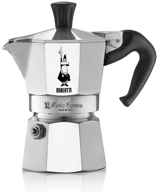 - Moka Express: Iconic Stovetop Espresso Maker, Makes Real Italian Coffee, Moka Pot 1 Cup (2 Oz - 60 Ml), Aluminium, Silver
