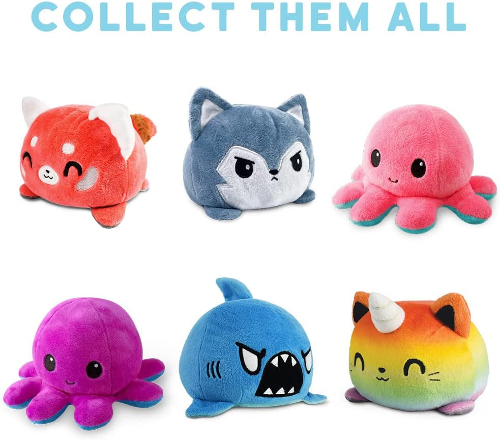 - the Original Reversible Octopus Plushie - Black + Gray - Cute Sensory Fidget Stuffed Animals That Show Your Mood
