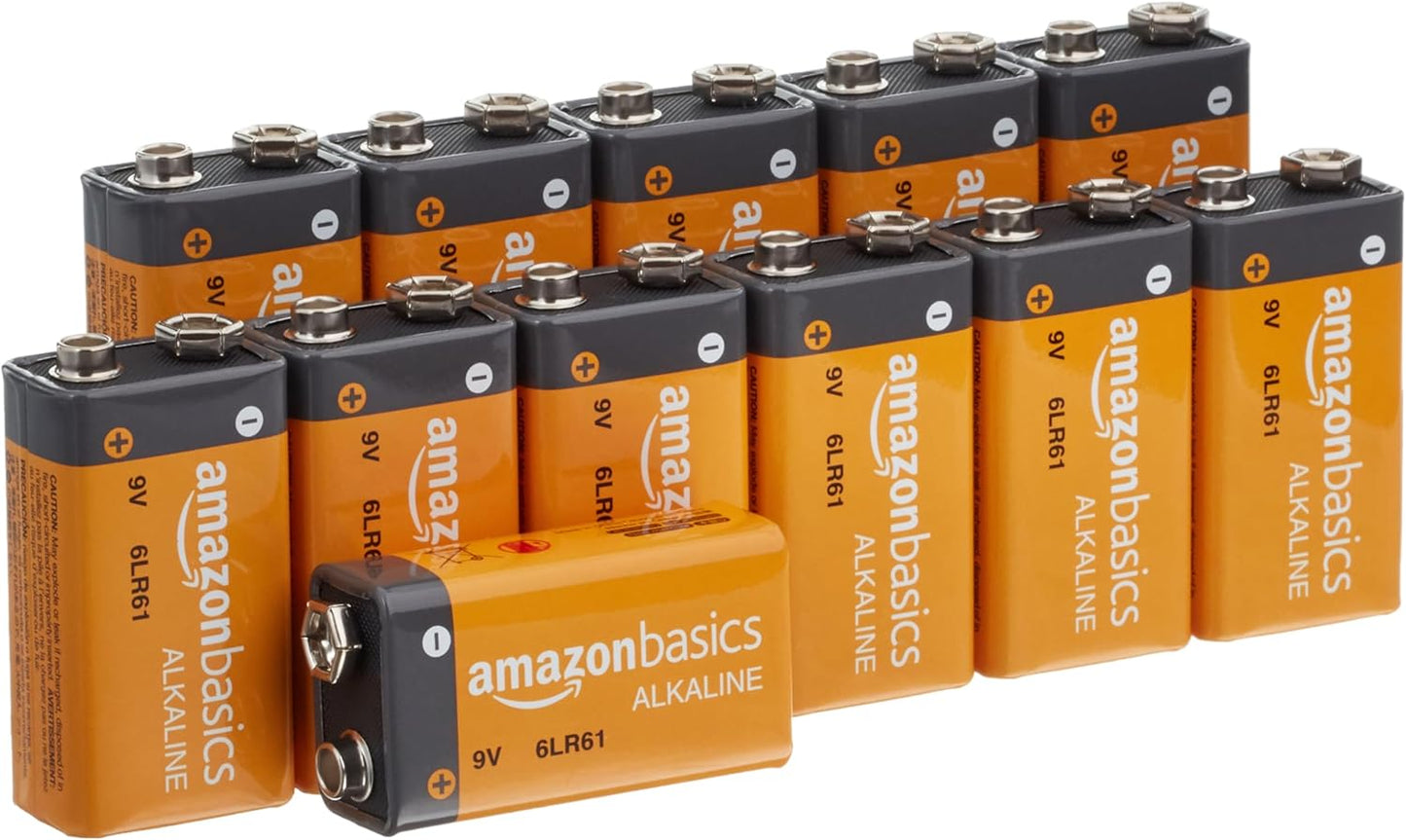 12-Pack 9 Volt Alkaline Performance All-Purpose Batteries, 5-Year Shelf Life, Packaging May Vary