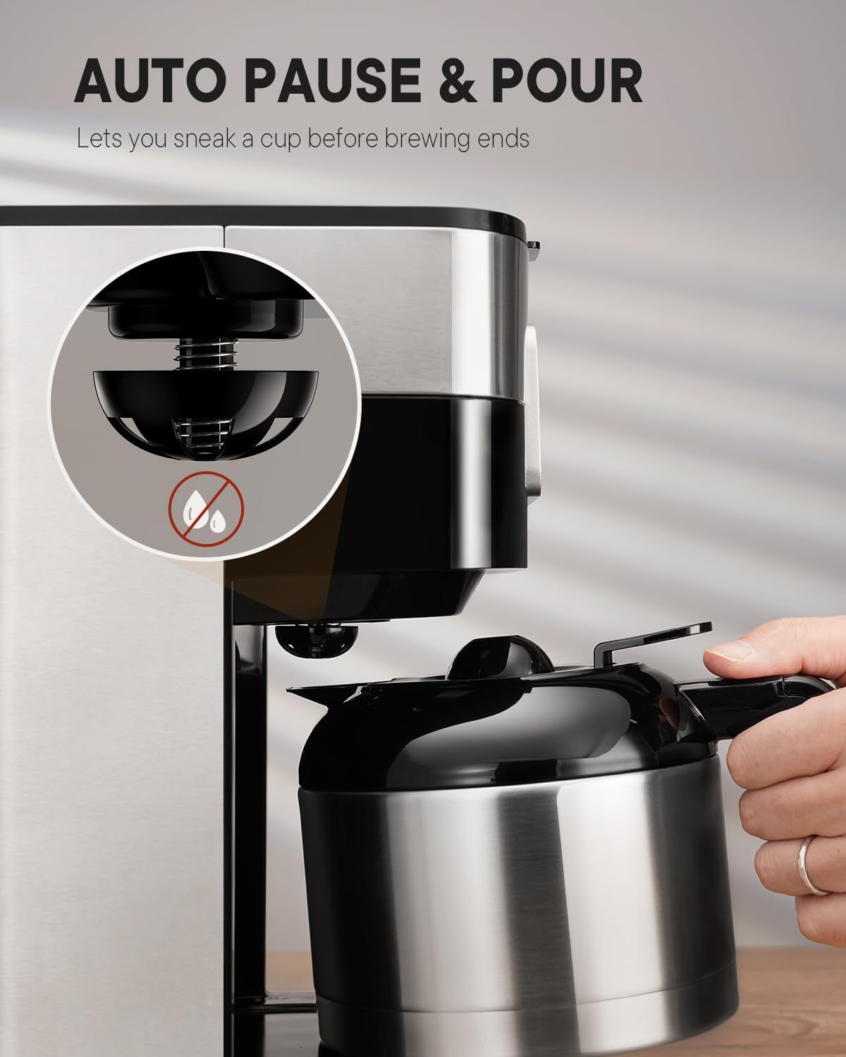 Programmable Coffee Maker with 10-Cup Thermal Carafe, Touch-Screen Drip Coffee Machine with Timer, Regular & Strong Brew, Pause & Serve, Auto Shut Off, Black & Stainless Steel