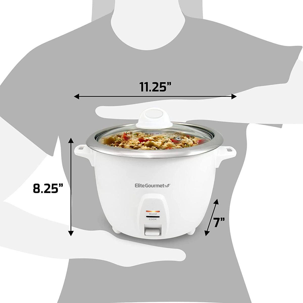 ERC-2010 Electric Rice Cooker with Stainless Steel Inner Pot Makes Soups, Stews, Grains, Cereals, Keep Warm Feature, 10 Cooked (5 Cups Uncooked), White
