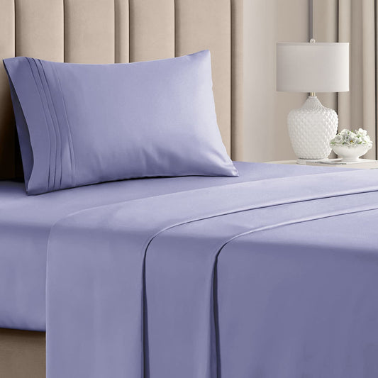 Twin Size 3 Piece Bedding Sheet Set - Breathable & Cooling Bed Sheets - Hotel Luxury Bed Sheets for Women & Men- Deep Pockets - Easy-Fit - Soft & Wrinkle Free - Home Decor - Lavender Oeko-Tex Set