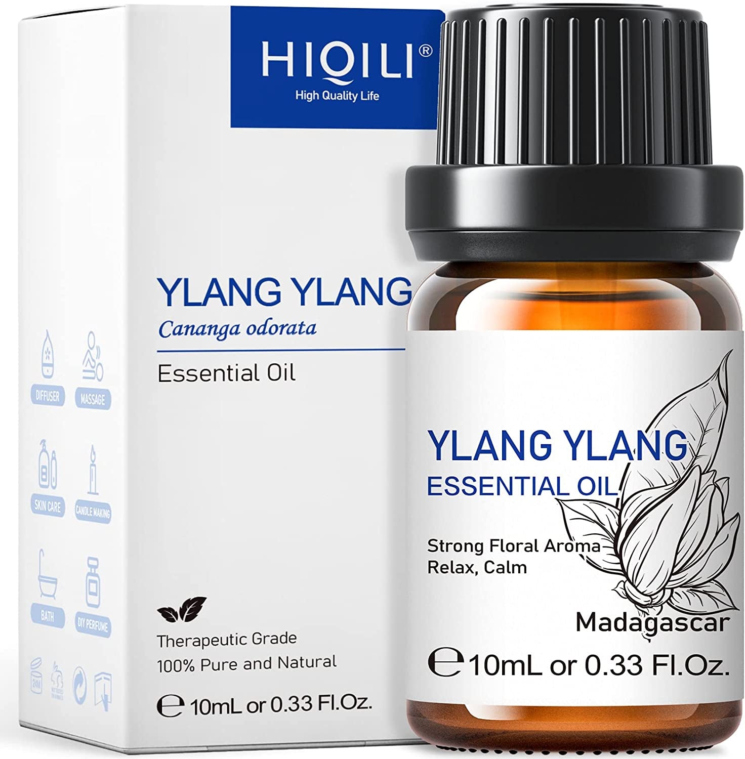 Ylang Ylang Essential Oil, Fragrance and Lasting for Diffuser,Aromatherapy,Massage-10Ml