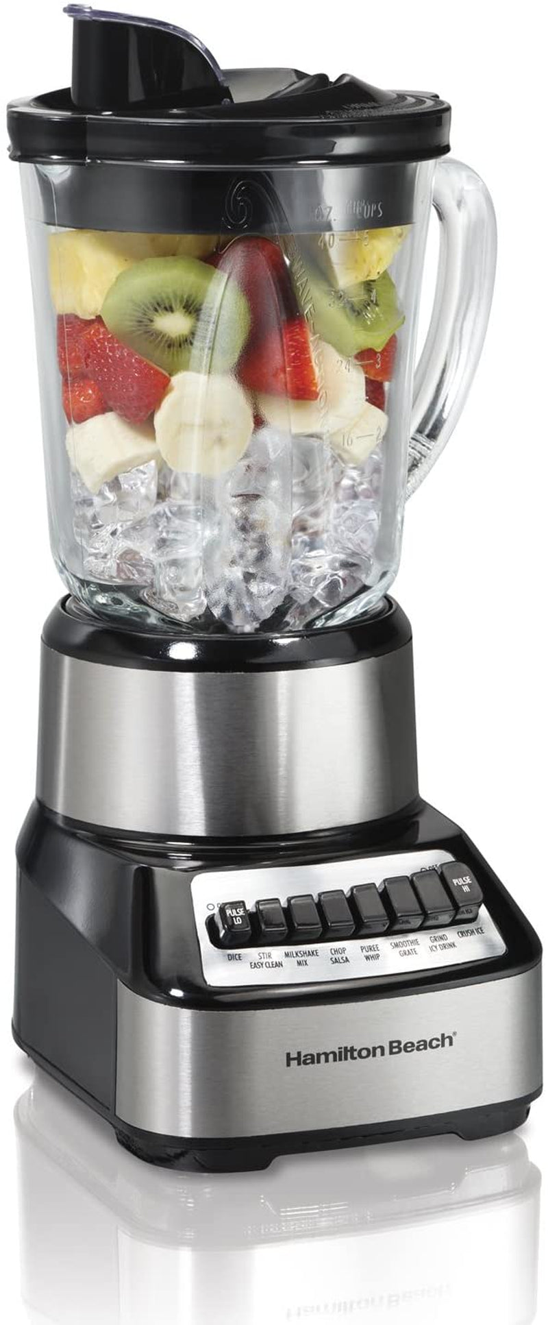 Wave Crusher Blender with 40 Oz Glass Jar and 14 Functions for Puree, Ice Crush, Shakes and Smoothies, Stainless Steel (54221)