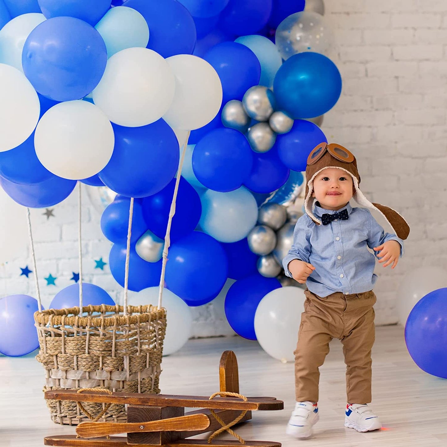 129Pcs Royal Blue Balloons Different Sizes 18 12 10 5 Inch for Garland Arch, Blue Balloons for Birthday Party Graduation Baby Shower Baseball Nautical Party Decoration