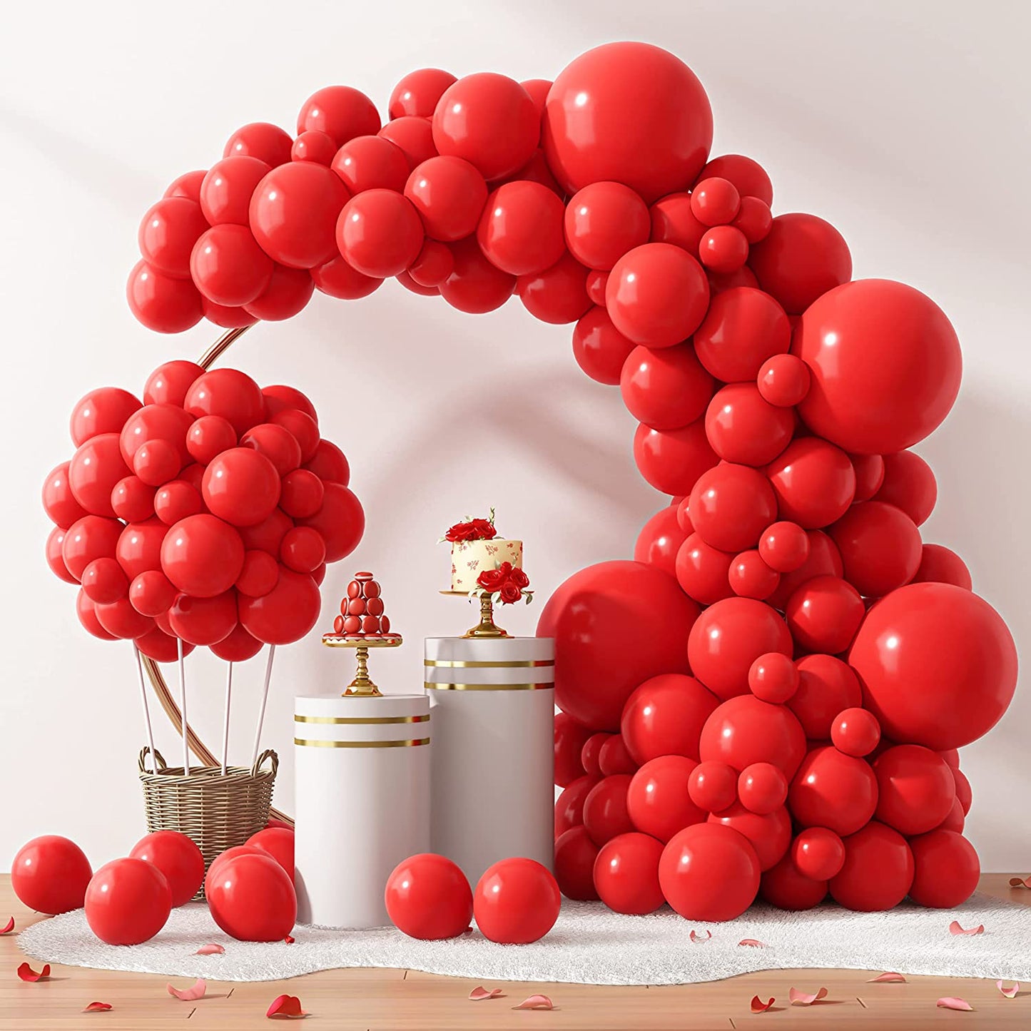 129Pcs Red Balloons Different Sizes 18 12 10 5 Inch for Garland Arch, Premium Red Latex Balloons for Birthday Party Wedding Valentine'S Day Baby Shower Party Decoration
