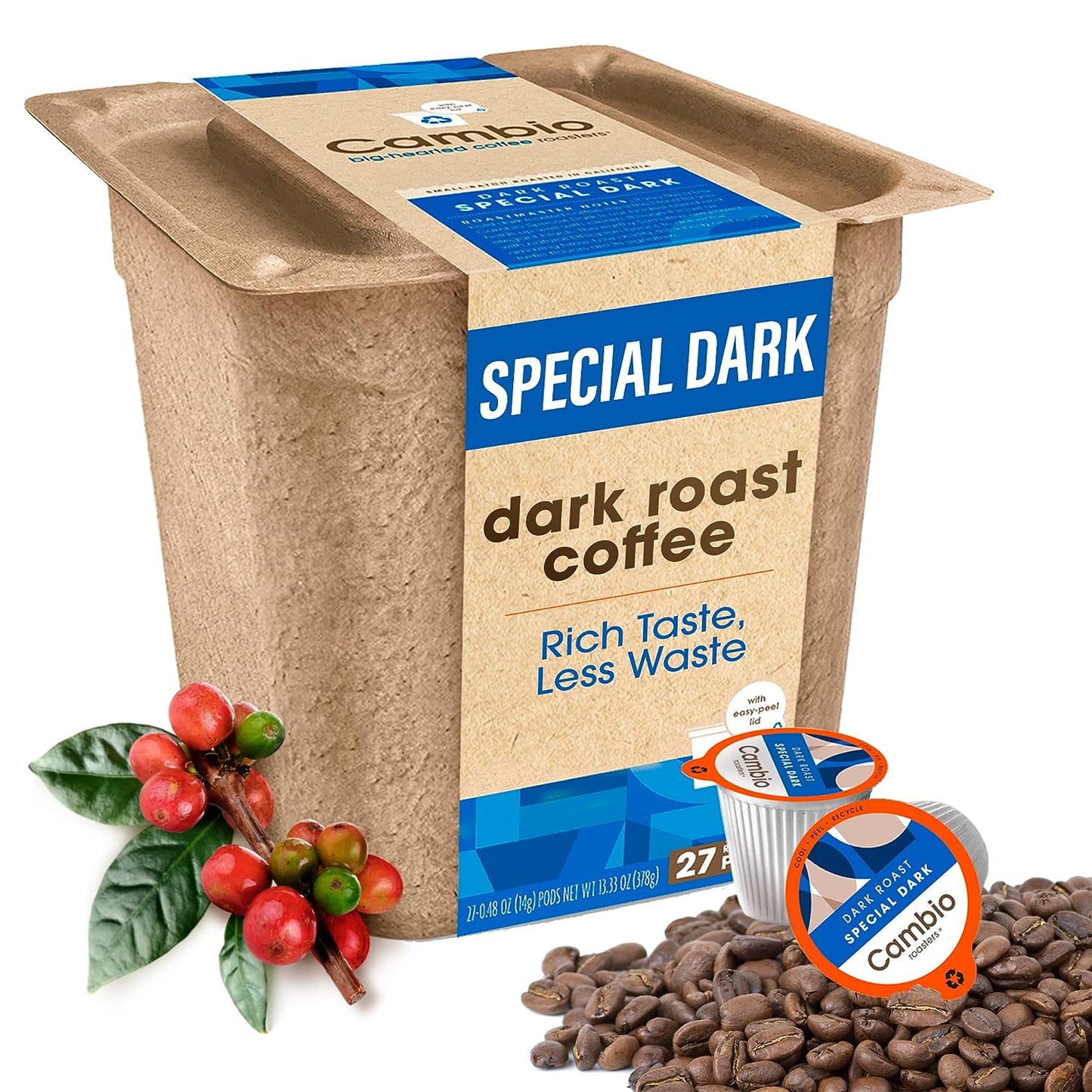 ® Special Dark Coffee Pods, Recyclable Single-Serve K Cups, Compatible with Keurig, Easy-Peel Lid, Low Acid, Dark Roast, 27 Count, Packaged with Solar Energy