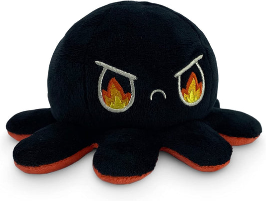 - the Original Reversible Octopus Plushie - Angry Red + Rage Black - Cute Sensory Fidget Stuffed Animals That Show Your Mood