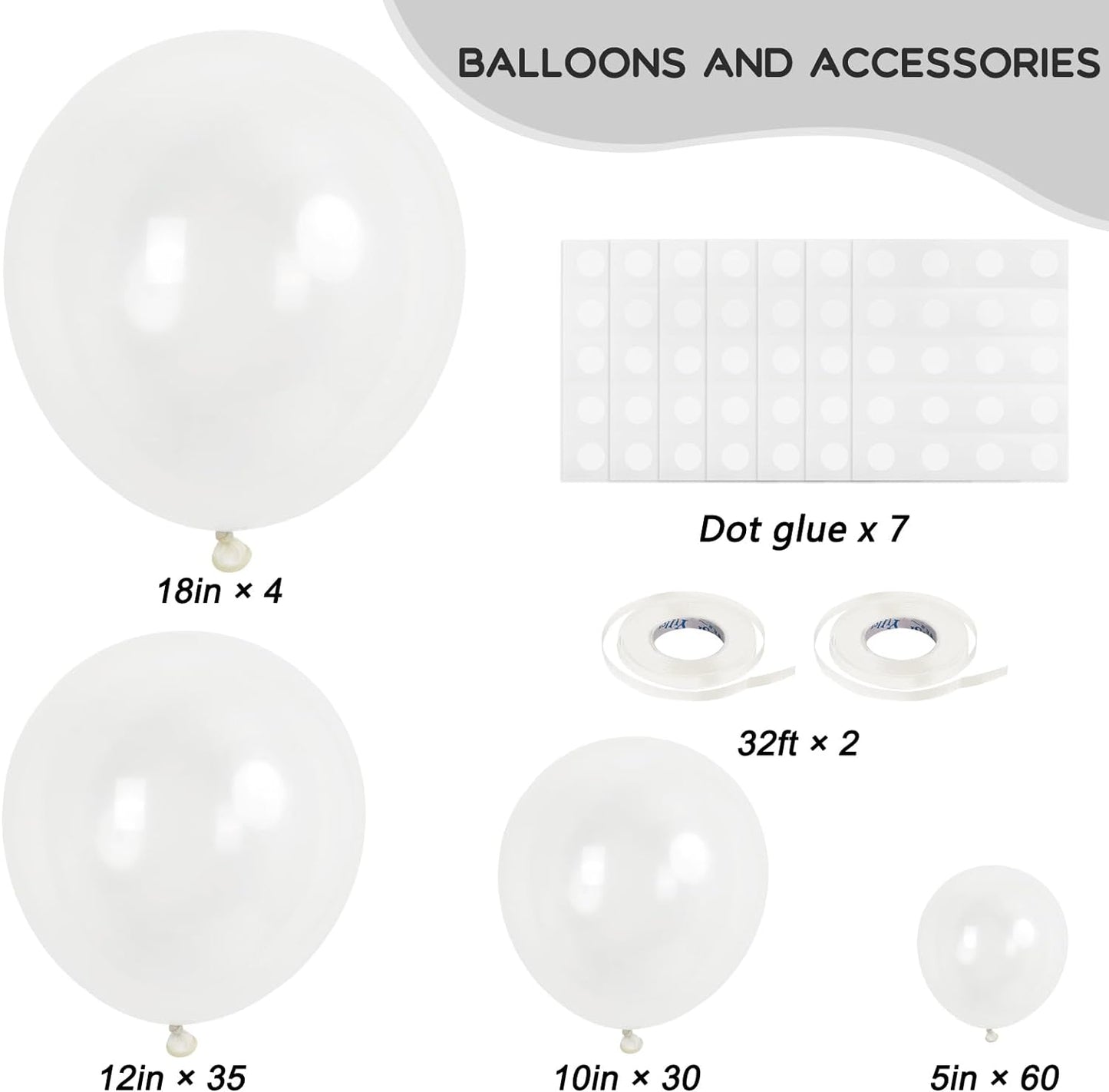 129Pcs Clear Balloons Different Sizes 18 12 10 5 Inches for Garland Arch, Transparent Balloons for Birthday Baby Shower Gender Reveal Wedding Party Decoration