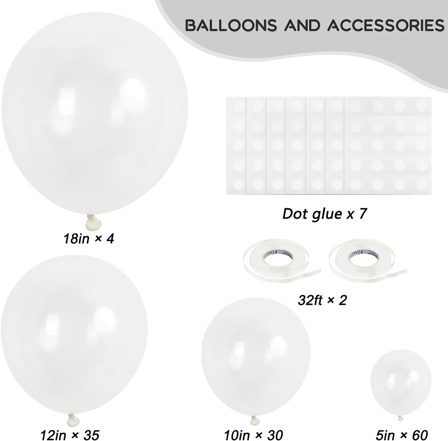 129Pcs Clear Balloons Different Sizes 18 12 10 5 Inches for Garland Arch, Transparent Balloons for Birthday Baby Shower Gender Reveal Wedding Party Decoration