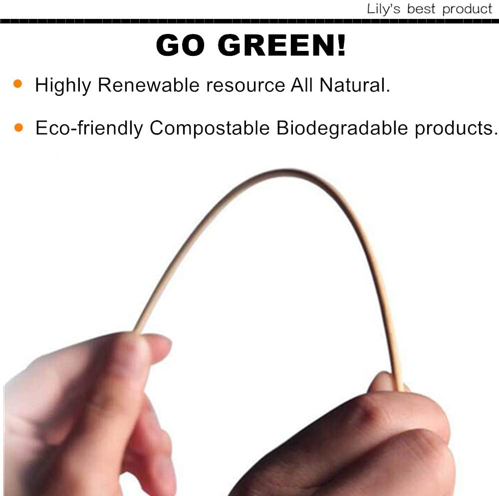 14" Natural Bamboo Skewers Sticks for Bbq，Kabob，Grilling，Barbecue，Kitchen，Roasting，Marshmallows，Plant Stakes，Crafting.Φ=4Mm, More Size Choices 6"/8"/10"/12"/16"/30"(100 PCS)