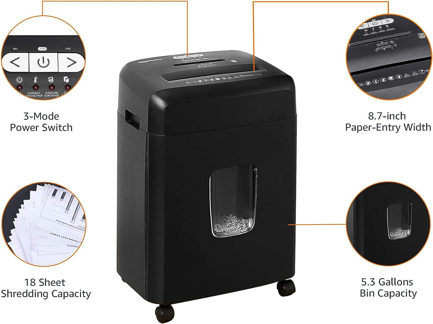 18 Sheet Cross Cut Paper, CD, and Credit Card Shredder, Black