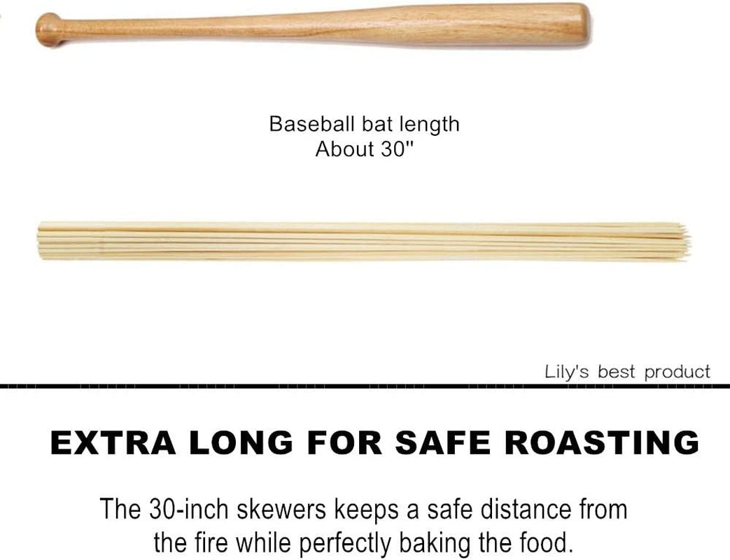 36" Natural Bamboo Skewers Sticks for Marshmallows，S'Mores，Bbq，Kabob，Grilling，Barbecue，Roasting，Camping.More Size Choices 6"/8"/10"/12"/14"/30"(100 PCS)