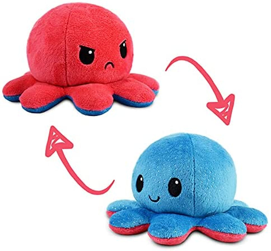 - the Original Reversible Octopus Plushie - Blue + Red - Cute Sensory Fidget Stuffed Animals That Show Your Mood