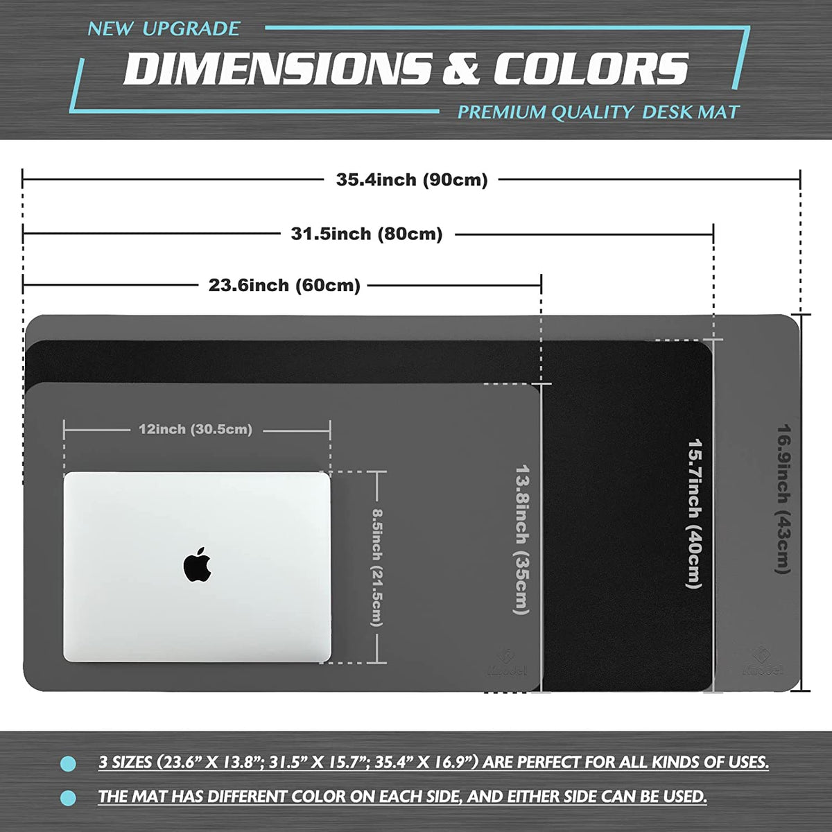 Desk Mat, Mouse Pad, Desk Pad, Waterproof Desk Mat for Desktop, Leather Desk Pad for Keyboard and Mouse, Desk Pad Protector for Office and Home (Dark Gray, 23.6" X 13.8")