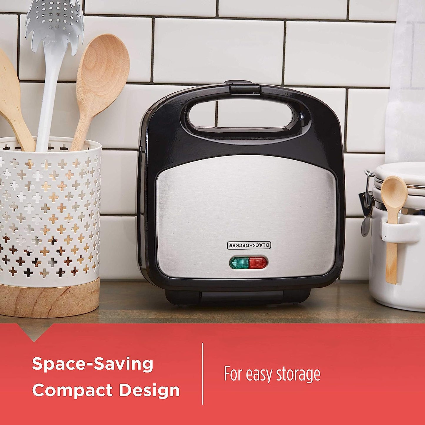 3-In-1 WM2000SD 3-In-1 Waffle, Grill & Sandwich Maker, Compact Design, Black/Silver