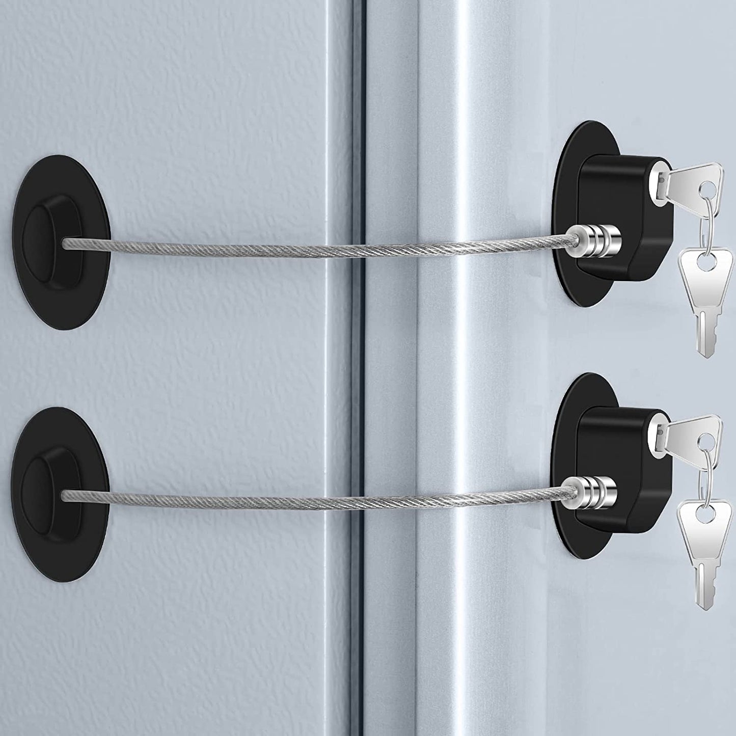 2 Pcs Fridge Lock, Refrigerator Lock for Children, Mini Fridge Locks for Kids, Freezer Lock, Used in Refrigerator Door, Cabinets, Drawers, Toilet Seat (Pads Size: 2.1 X 1.5 In)