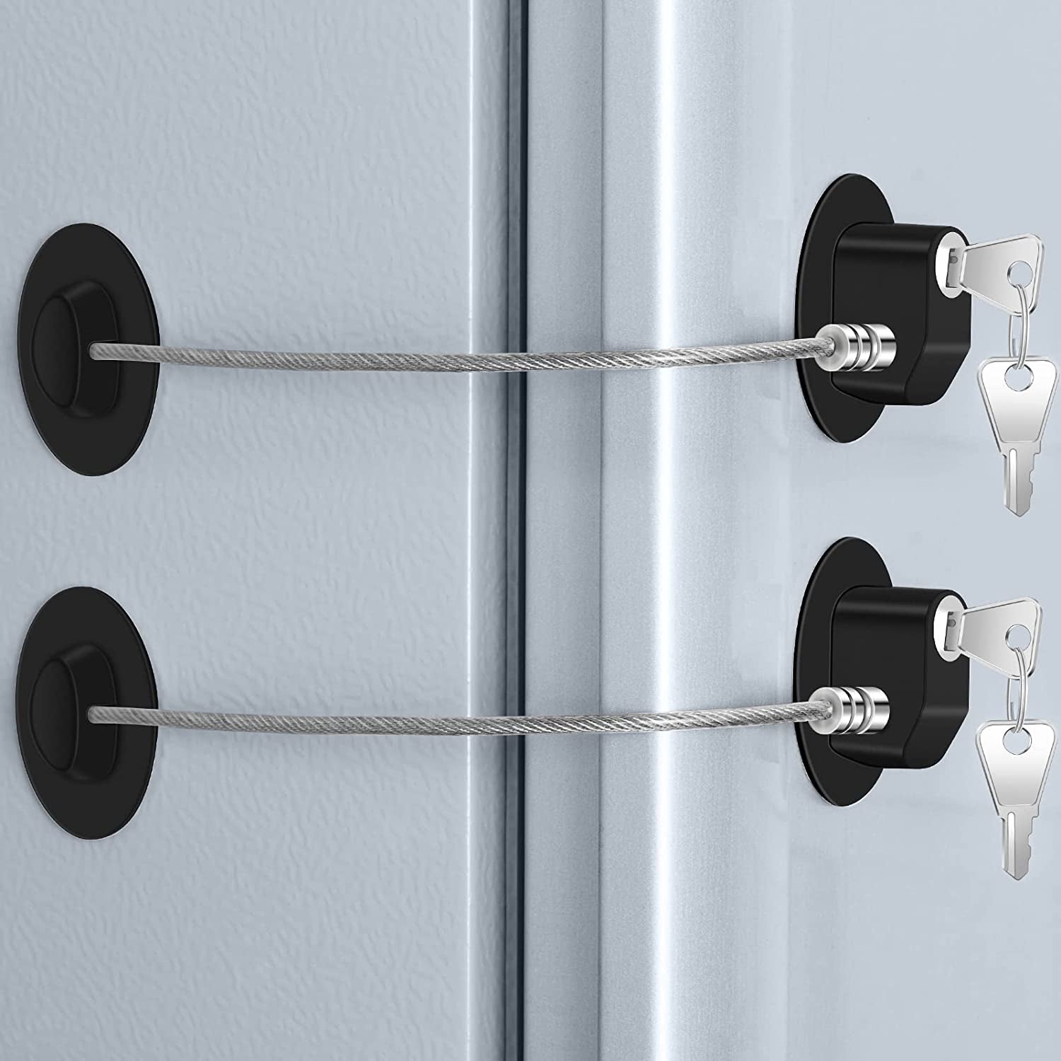 2 Pcs Fridge Lock, Refrigerator Lock for Children, Mini Fridge Locks for Kids, Freezer Lock, Used in Refrigerator Door, Cabinets, Drawers, Toilet Seat (Pads Size: 2.1 X 1.5 In)