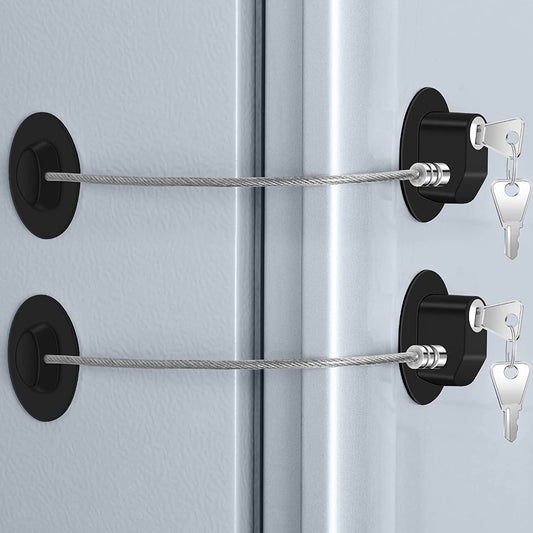 2 Pcs Fridge Lock, Refrigerator Lock for Children, Mini Fridge Locks for Kids, Freezer Lock, Used in Refrigerator Door, Cabinets, Drawers, Toilet Seat (Pads Size: 2.1 X 1.5 In)