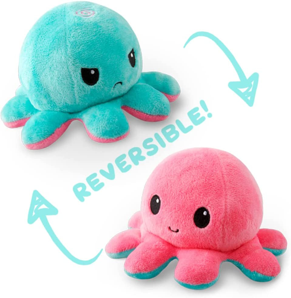 - the Original Reversible Octopus Plushie - Pink + Aqua - Cute Sensory Fidget Stuffed Animals That Show Your Mood