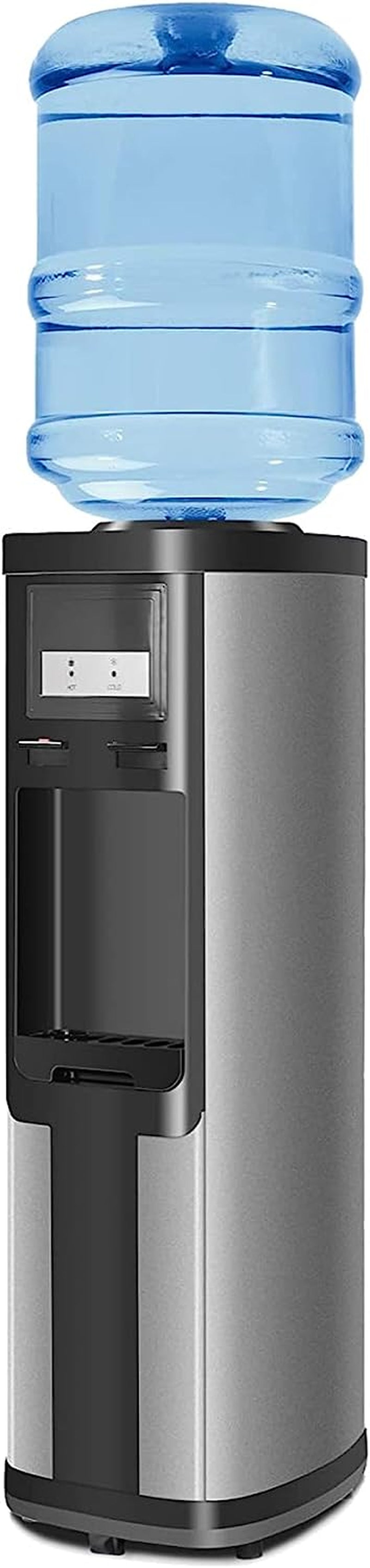 Water Cooler Dispenser, 5 Gallon Top Loading Water Cooler Water Dispenser, 2 Temps (Hot & Cold), Quiet, Black and Stainless Steel, ETL Listed, Child Safety Lock