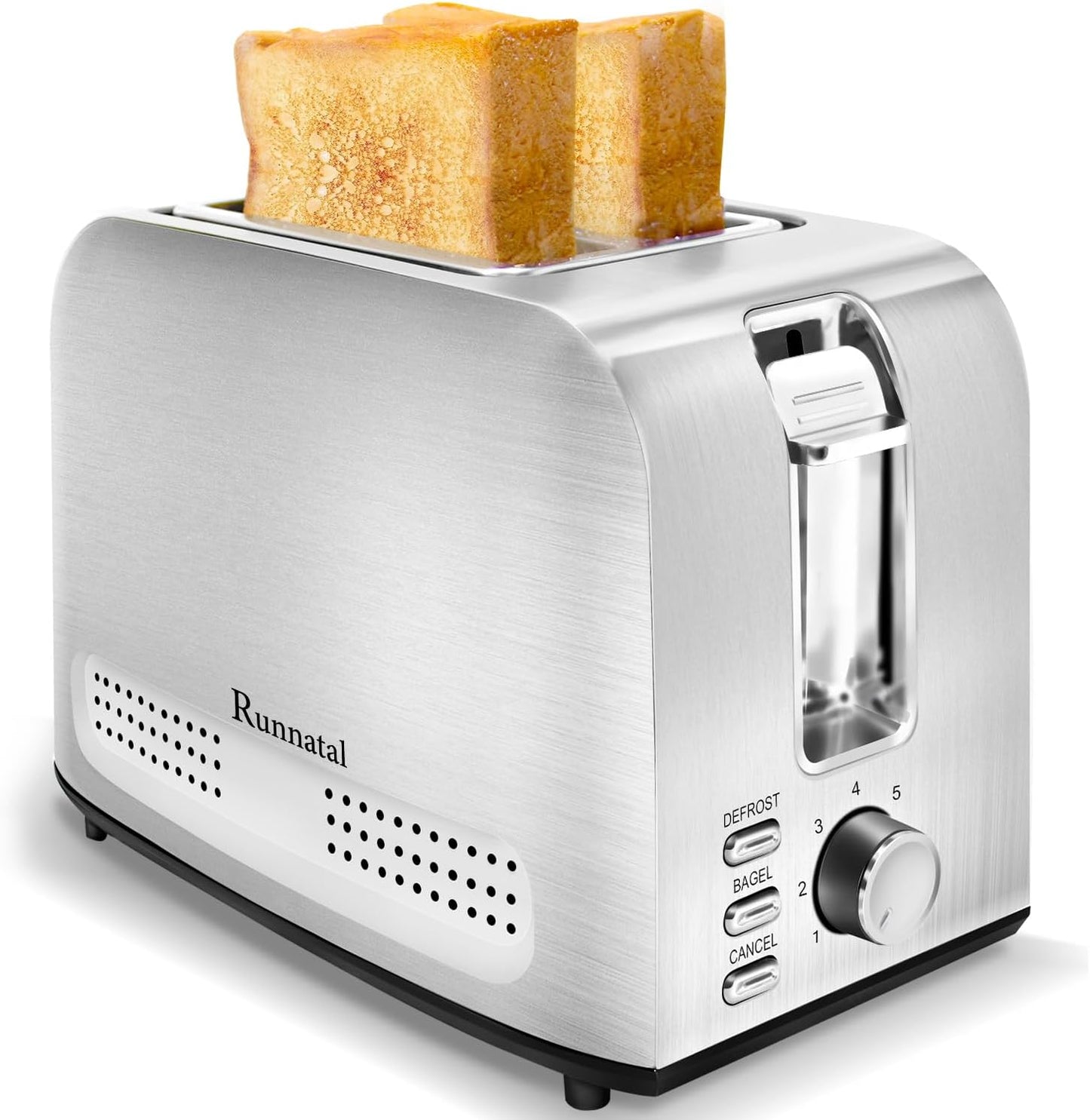 2 Slice Slot Toaster, Stainless Steel, Extra-Wide Slot Toaster with 7 Shade Settings, Silver Metallic